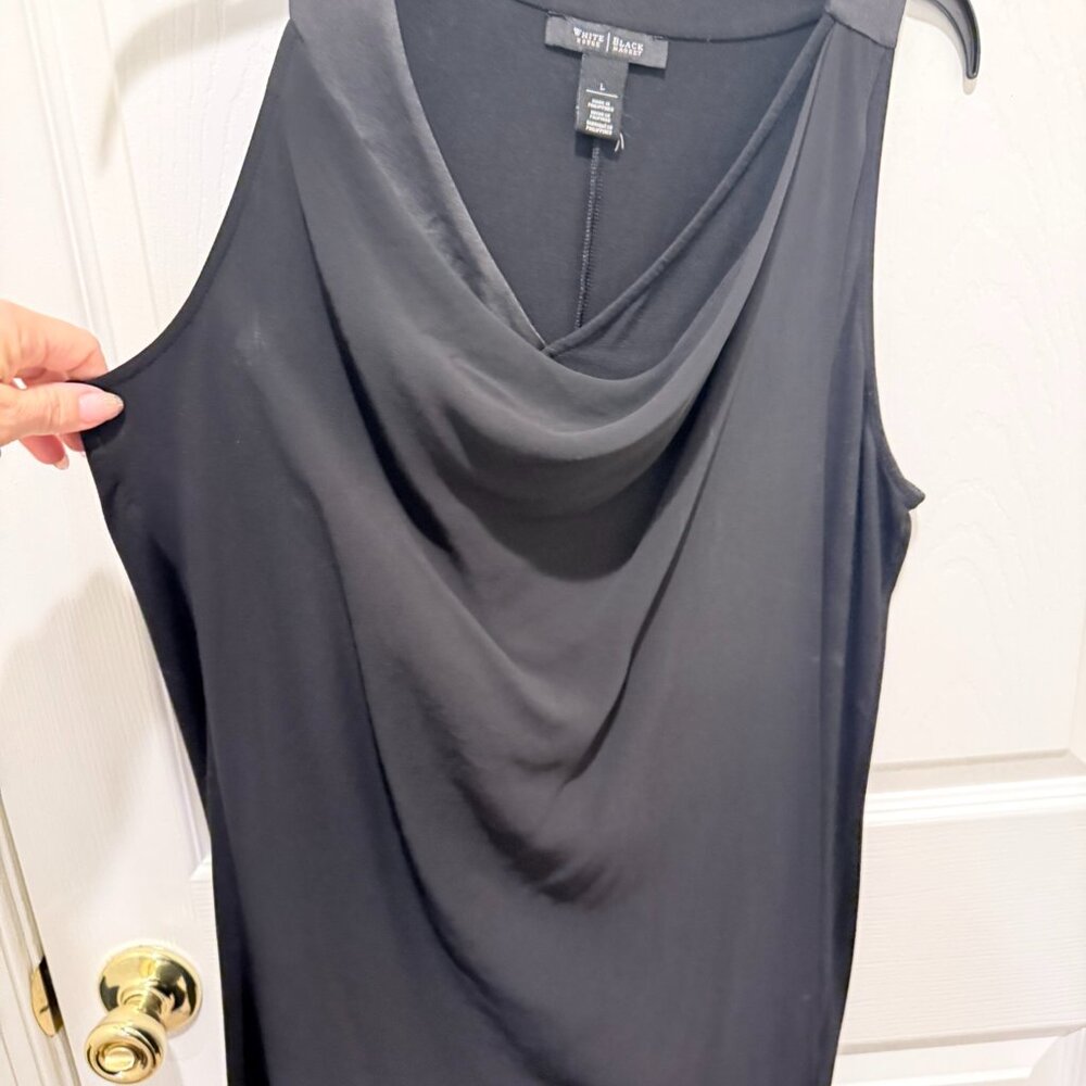 White House Black Market Black Draped Neck Sleeveless Top